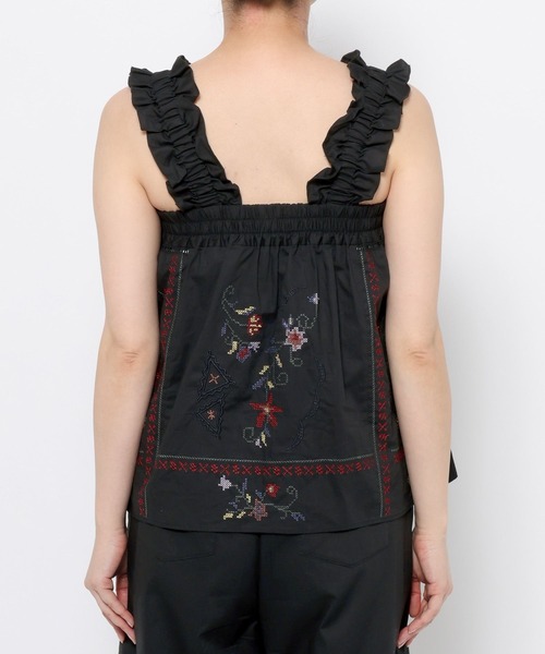 mysty woman(ミスティウーマン)の「レトロ花刺繍ノースリブラウス 759302(シャツ/ブラウス・レディース・ブラック/オフホワイト・FREE)」の16枚目の写真