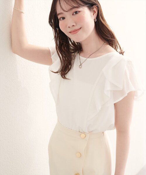 natural couture(ナチュラルクチュール)の「ショルダーリボンブラウス(シャツ/ブラウス・レディース・グリーン/ネイビー/イエロー/オフホワイト・FREE)」の15枚目の写真