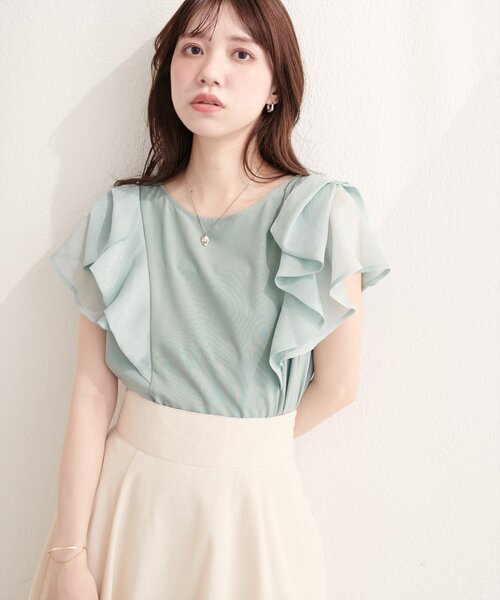 natural couture(ナチュラルクチュール)の「ショルダーリボンブラウス(シャツ/ブラウス・レディース・グリーン/ネイビー/イエロー/オフホワイト・FREE)」の5枚目の写真