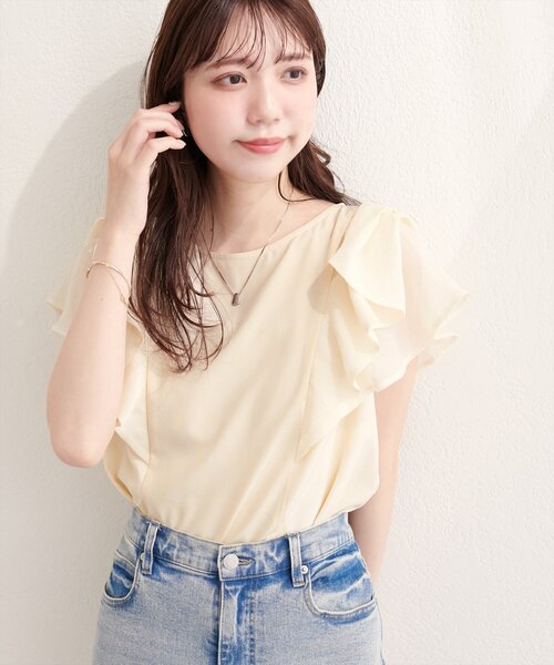 natural couture(ナチュラルクチュール)の「ショルダーリボンブラウス(シャツ/ブラウス・レディース・グリーン/ネイビー/イエロー/オフホワイト・FREE)」の9枚目の写真