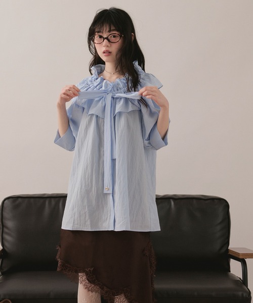 2way frill ribbon blouse / 2wayフリルリボンブラウス（シャツ