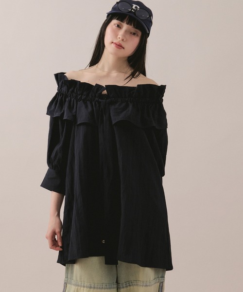loin nuit(ロワンニュイ)の「2way frill ribbon blouse / 2wayフリルリボンブラウス(シャツ/ブラウス・レディース・イエロー/ネイビー/ライトブルー・FREE)」の16枚目の写真