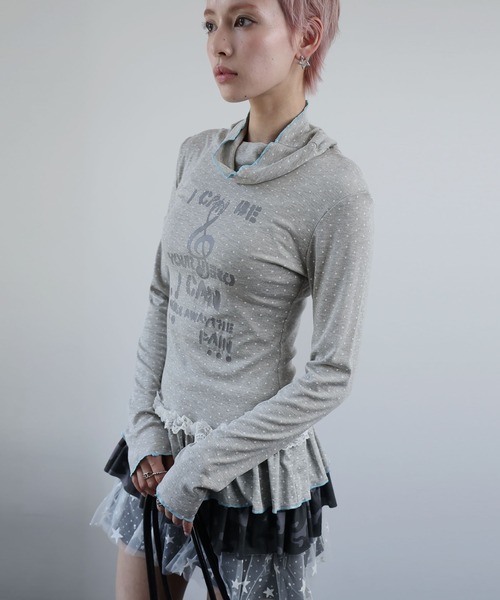 Ulysses(ユリシス)の「ドットプリントフリルヘムハイネックトップス(Tシャツ/カットソー・レディース・グレー・S/M)」の17枚目の写真
