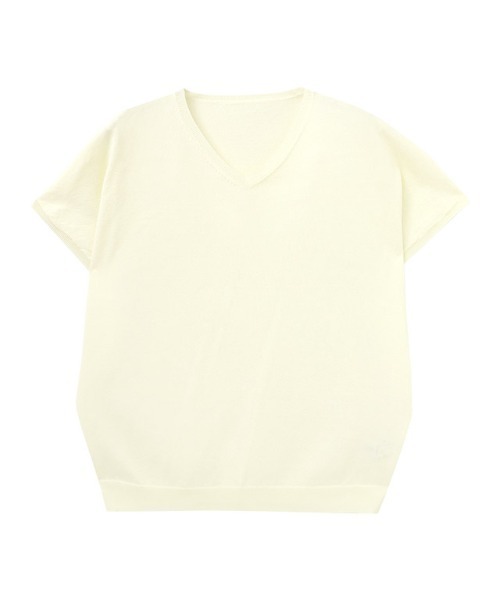 Pierrot(ピエロ)の「【接触冷感/UV/ウォッシャブル】Vネックフレンチドルマンニット(ニット/セーター・レディース・ブラック/アイボリー/ライトブルー/杢グレー/イエロー・M/L/LL/3L)」の10枚目の写真