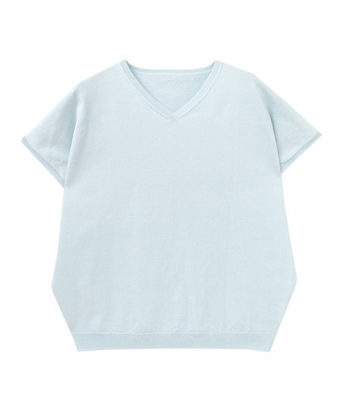 Pierrot(ピエロ)の「【接触冷感/UV/ウォッシャブル】Vネックフレンチドルマンニット(ニット/セーター・レディース・ブラック/アイボリー/ライトブルー/杢グレー/イエロー・M/L/LL/3L)」の14枚目の写真