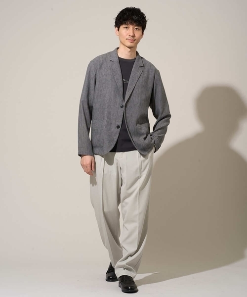 a.v.v(アーヴェヴェ)の「大人の夏ジャケット【接触冷感/吸水速乾/シワになりにくい/イージーケア/洗濯機で洗える】メランジテーラードジャケット(テーラードジャケット・メンズ・ライトグレー/チャコールグレー・48/46)」の5枚目の写真