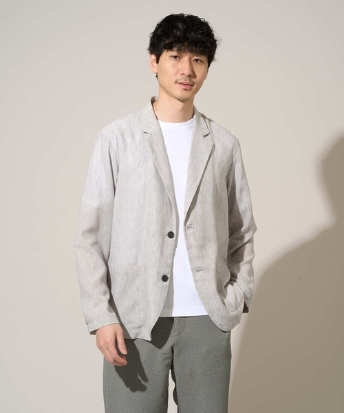 a.v.v(アーヴェヴェ)の「大人の夏ジャケット【接触冷感/吸水速乾/シワになりにくい/イージーケア/洗濯機で洗える】メランジテーラードジャケット(テーラードジャケット・メンズ・ライトグレー/チャコールグレー・48/46)」の8枚目の写真