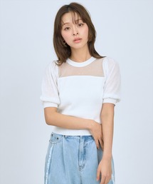 シアーニットクルーネックプルオーバー