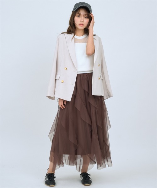 AND COUTURE（アンドクチュール）の「シアーニットクルーネックプルオーバー（ニット/セーター・レディース・ホワイト/ブラック/サックスブルー/クリーム・FREE）」の17枚目の写真