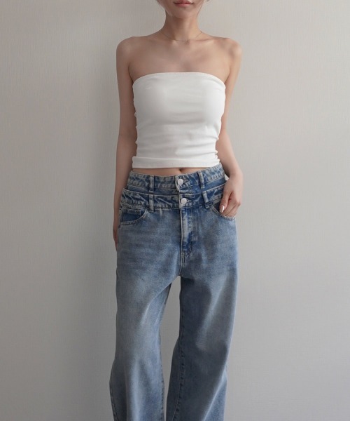 Rashik(ラシク)の「【Rashik】カップ付きチューブトップ インナー パッド付き 肩 紐なし ベアトップ(チューブトップ・レディース・ホワイト/カーキ/ブラック/グレー・FREE)」の6枚目の写真