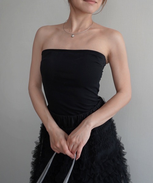 Rashik(ラシク)の「【Rashik】カップ付きチューブトップ インナー パッド付き 肩 紐なし ベアトップ(チューブトップ・レディース・ホワイト/カーキ/ブラック/グレー・FREE)」の16枚目の写真