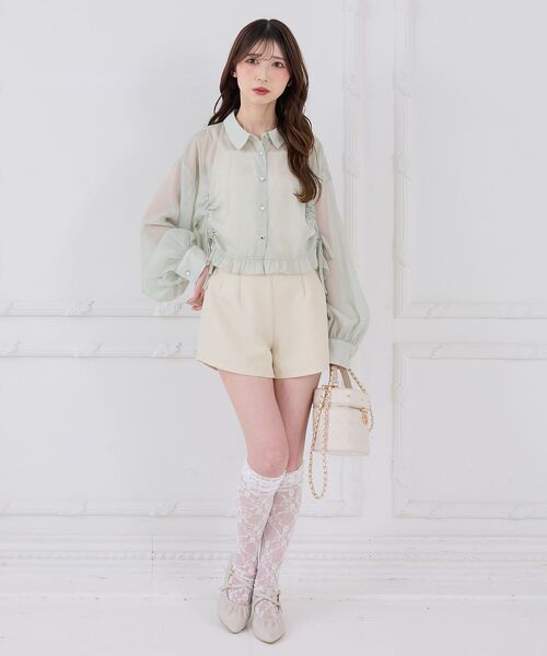 MAJESTIC LEGON(マジェスティックレゴン)の「インナー付きドロストシアーブラウス(シャツ/ブラウス・レディース・ミント/ピンク/アイボリー/ブルー・MEDIUM)」の15枚目の写真