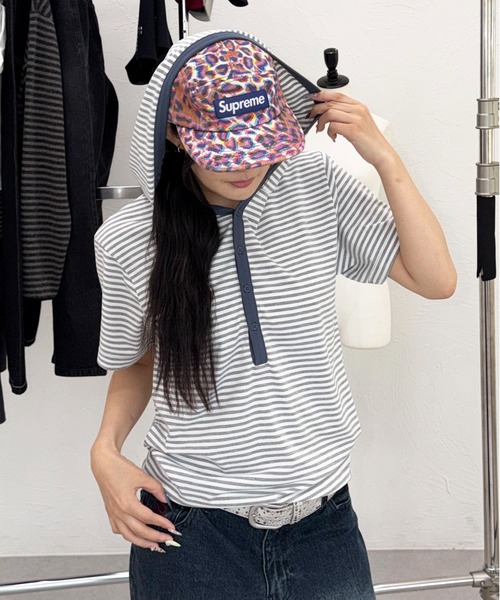 Border Henley full button — рубашка‑хенли