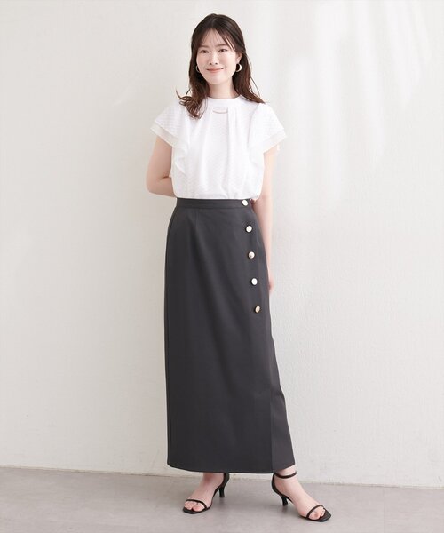 natural couture(ナチュラルクチュール)の「プチハイフリル袖ブラウス(シャツ/ブラウス・レディース・ネイビー/ミント/ブルー/グレー/オフホワイト・FREE)」の9枚目の写真