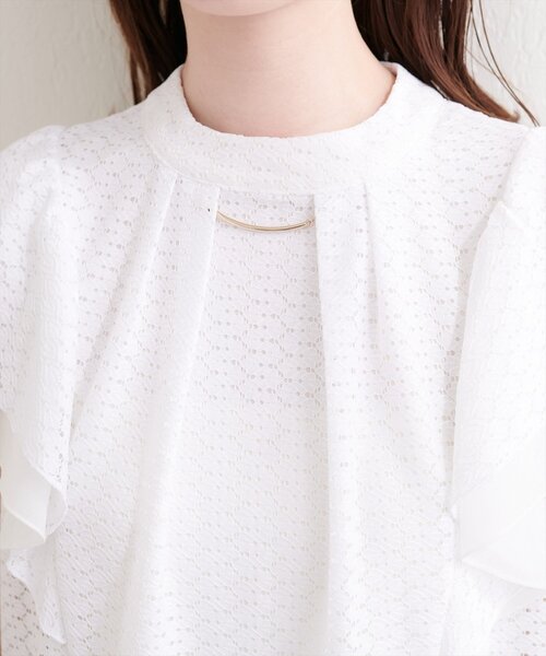 natural couture(ナチュラルクチュール)の「プチハイフリル袖ブラウス(シャツ/ブラウス・レディース・ネイビー/ミント/ブルー/グレー/オフホワイト・FREE)」の14枚目の写真