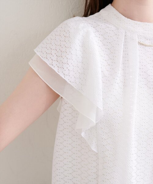 natural couture(ナチュラルクチュール)の「プチハイフリル袖ブラウス(シャツ/ブラウス・レディース・ネイビー/ミント/ブルー/グレー/オフホワイト・FREE)」の15枚目の写真