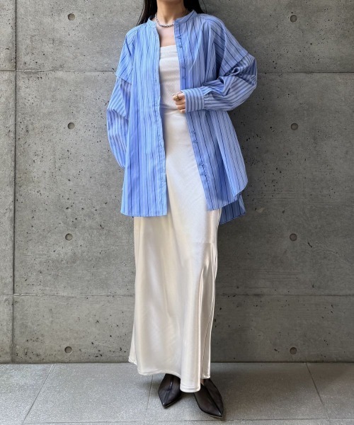 CIEL'AIR(シエルエアー)の「SPLIT SLEEVE MULTI-WAY SHIRT(セパレートスリーブマルチウェイシャツ)(シャツ/ブラウス・レディース・サックスブルー/ベージュ・FREE)」の12枚目の写真