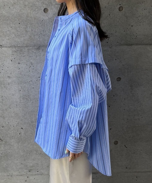 CIEL'AIR(シエルエアー)の「SPLIT SLEEVE MULTI-WAY SHIRT(セパレートスリーブマルチウェイシャツ)(シャツ/ブラウス・レディース・サックスブルー/ベージュ・FREE)」の13枚目の写真