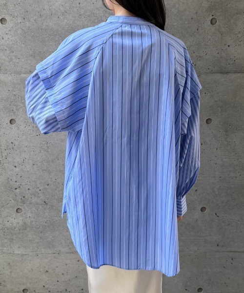CIEL'AIR(シエルエアー)の「SPLIT SLEEVE MULTI-WAY SHIRT(セパレートスリーブマルチウェイシャツ)(シャツ/ブラウス・レディース・サックスブルー/ベージュ・FREE)」の14枚目の写真