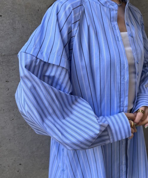CIEL'AIR(シエルエアー)の「SPLIT SLEEVE MULTI-WAY SHIRT(セパレートスリーブマルチウェイシャツ)(シャツ/ブラウス・レディース・サックスブルー/ベージュ・FREE)」の16枚目の写真