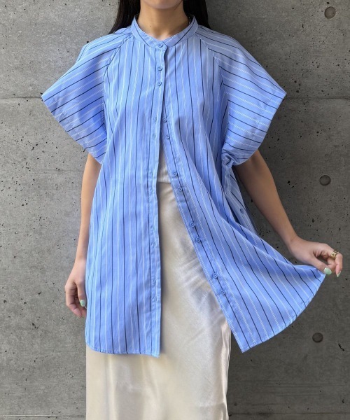 CIEL'AIR(シエルエアー)の「SPLIT SLEEVE MULTI-WAY SHIRT(セパレートスリーブマルチウェイシャツ)(シャツ/ブラウス・レディース・サックスブルー/ベージュ・FREE)」の21枚目の写真