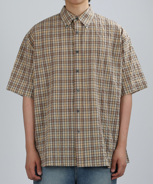 VERYVAIN(ベリベーン)の「STAINED CHECK OVER SHIRT (BEIGE)(シャツ/ブラウス・メンズ・その他・MEDIUM/LARGE)」の1枚目の写真