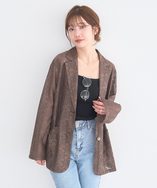 earth music&ecology（アースミュージックアンドエコロジー）の「レースシャツジャケット（シャツ/ブラウス・レディース・ブラック/アイボリー/ブラウン・FREE）」の10枚目の写真