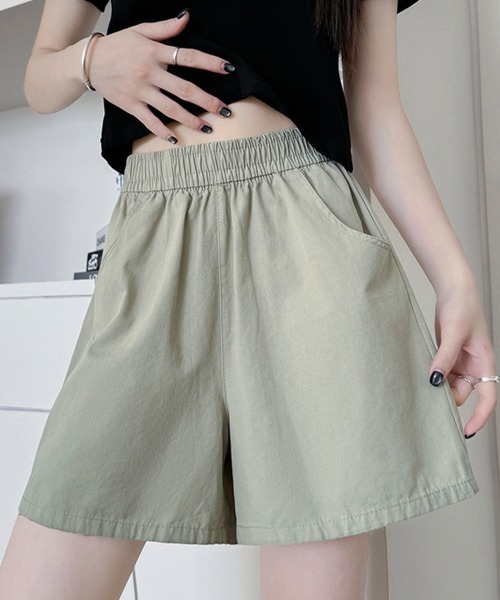 mielu(ミエル)の「ウエストゴムリラックスショートパンツ(その他パンツ・レディース・カーキ/ブラック/ダークグレー・MEDIUM/LARGE)」の5枚目の写真
