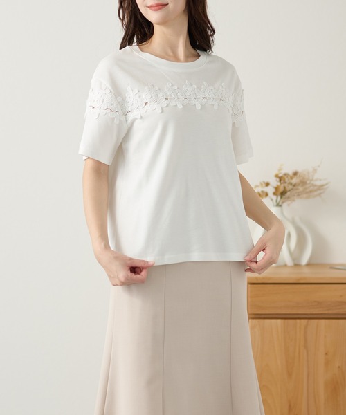 DAYRA(デイラ)の「フラワー レース ライン デザイン カットソー(Tシャツ/カットソー・レディース・ホワイト/ブラック・FREE)」の8枚目の写真
