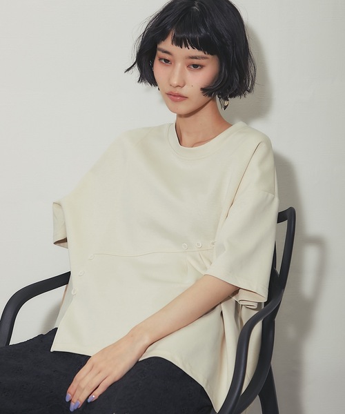 ANOTHER S(アナザーエス)の「ペプラムTシャツ(Tシャツ/カットソー・レディース・ホワイト/ブラック/ベージュ・FREE)」の1枚目の写真