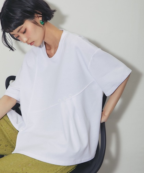 ANOTHER S(アナザーエス)の「ペプラムTシャツ(Tシャツ/カットソー・レディース・ホワイト/ブラック/ベージュ・FREE)」の5枚目の写真