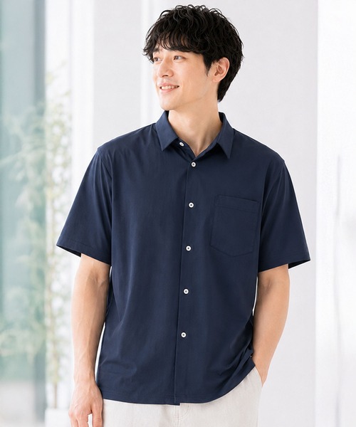 ヒヤロン（ヒヤロン）の「【ヒヤロン】メンズ 半袖シャツ ナイロンPU ひんやり 冷感（シャツ/ブラウス・メンズ・ブラック/ネイビー/チャコール/カーキ・LL/L/M）」の2枚目の写真