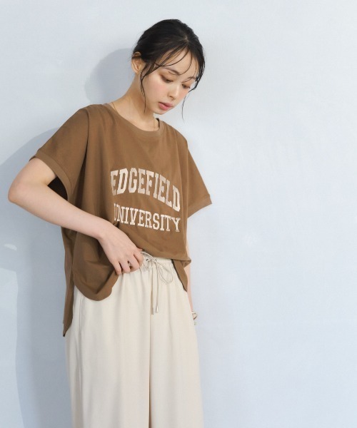 Anclear oui(アンクリアウィ)の「【接触冷感】ビッグロゴ刺繍Tシャツ(Tシャツ/カットソー・レディース・ブラウン/チャコール/ブラック/ホワイト・F)」の6枚目の写真