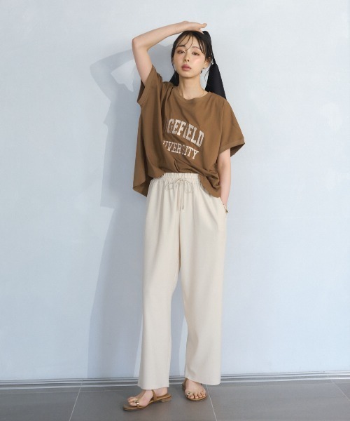 Anclear oui(アンクリアウィ)の「【接触冷感】ビッグロゴ刺繍Tシャツ(Tシャツ/カットソー・レディース・ブラウン/チャコール/ブラック/ホワイト・F)」の9枚目の写真