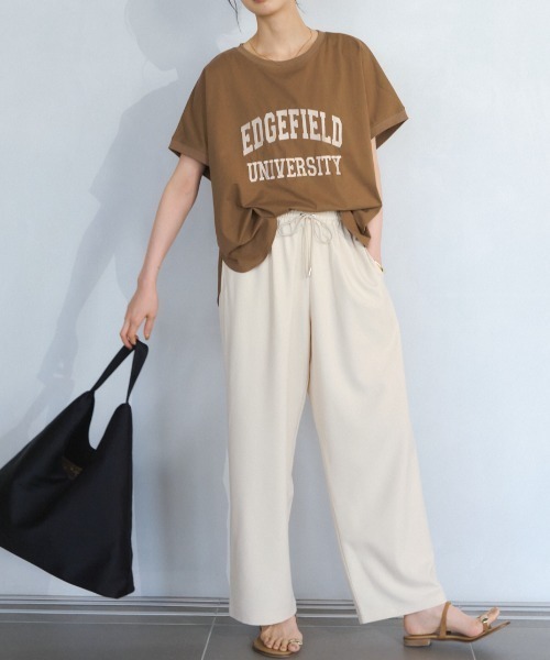 Anclear oui(アンクリアウィ)の「【接触冷感】ビッグロゴ刺繍Tシャツ(Tシャツ/カットソー・レディース・ブラウン/チャコール/ブラック/ホワイト・F)」の13枚目の写真