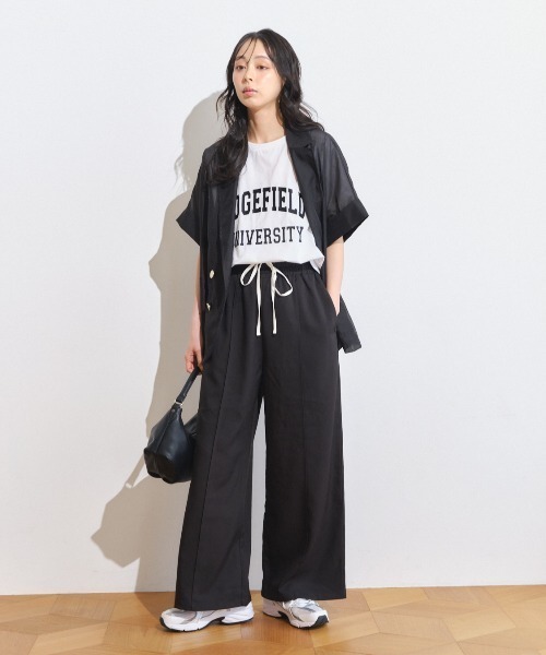 Anclear oui(アンクリアウィ)の「【接触冷感】ビッグロゴ刺繍Tシャツ(Tシャツ/カットソー・レディース・ブラウン/チャコール/ブラック/ホワイト・F)」の20枚目の写真