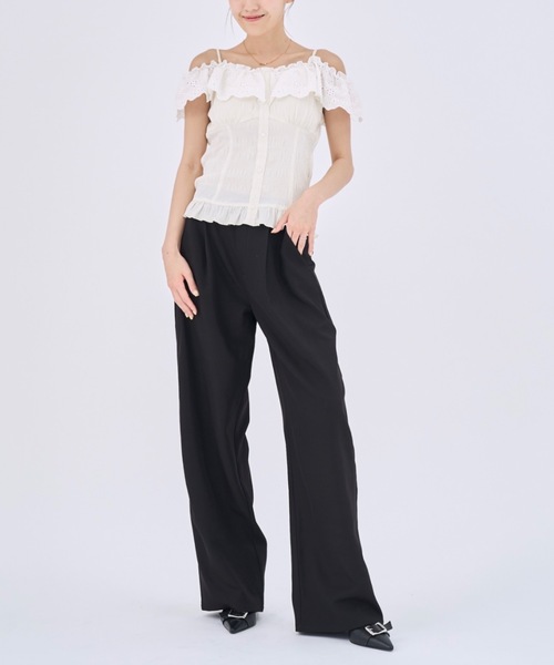 Lallana(ララーナ)の「Beautiful Silhouette Wide Slacks /美シルエットタックワイドスラックス(スラックス・レディース・ブラック/アイボリー・LARGE/MEDIUM/SMALL)」の15枚目の写真