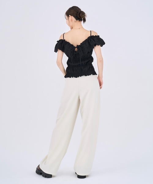 Lallana(ララーナ)の「Beautiful Silhouette Wide Slacks /美シルエットタックワイドスラックス(スラックス・レディース・ブラック/アイボリー・LARGE/MEDIUM/SMALL)」の9枚目の写真