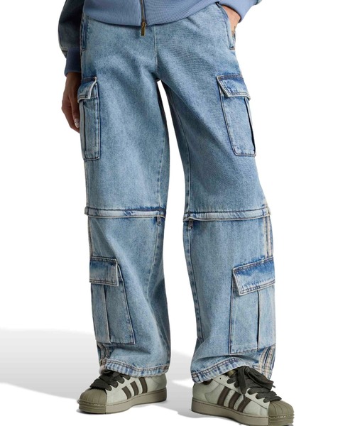 adidas（アディダス）の「adidas MID RISE 2-IN-1 DENIM PANTS / アディダス ミッドライズ 2イン1 デニム パンツ（デニムパンツ・レディース・ライトインディゴブルー・S/M/L）」の2枚目の写真