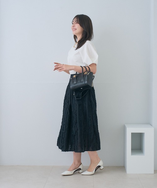 Neige(ネージュ)の「タックフリルラインフレアスカート(スカート・レディース・アイボリー/ブラック・ONE SIZE)」の19枚目の写真
