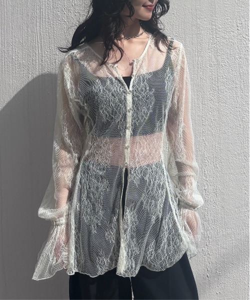 Ameri（アメリ）の「BLACK TULLE RAFFLE CAMI TOP（その他トップス