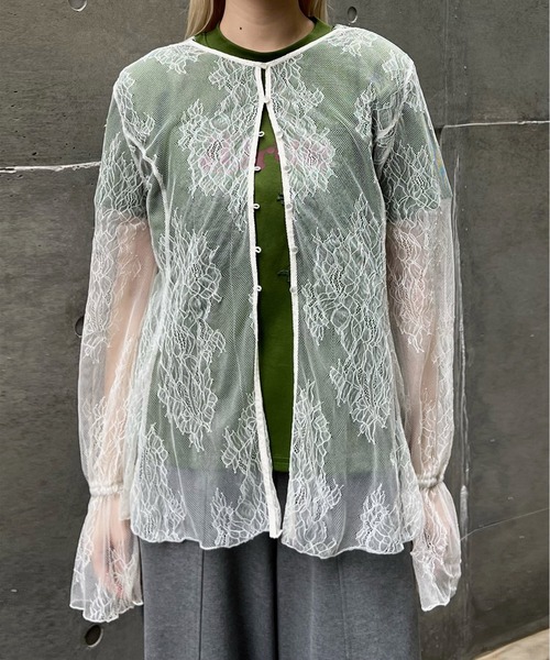 Ameri(アメリ)の「SEE THROUGH LACE TOP(その他トップス・レディース・レッド/ブルー/アイボリー/ブラック・FREE)」の14枚目の写真