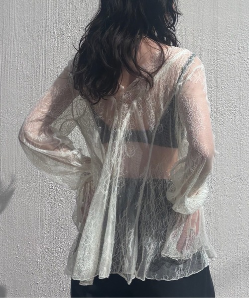 Ameri(アメリ)の「SEE THROUGH LACE TOP(その他トップス・レディース・レッド/ブルー/アイボリー/ブラック・FREE)」の12枚目の写真