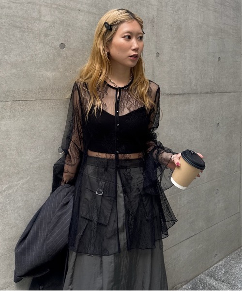 Ameri(アメリ)の「SEE THROUGH LACE TOP(その他トップス・レディース・レッド/ブルー/アイボリー/ブラック・FREE)」の15枚目の写真