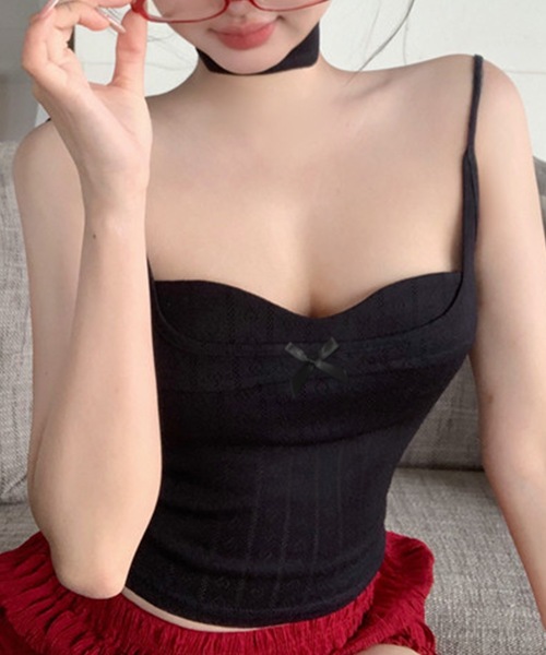 Lace Ladies(レースレディース)の「リボン ビスチェ風 カップ付き キャミソール トップス(キャミソール・レディース・ブラック/ホワイト/ブルー・FREE)」の10枚目の写真
