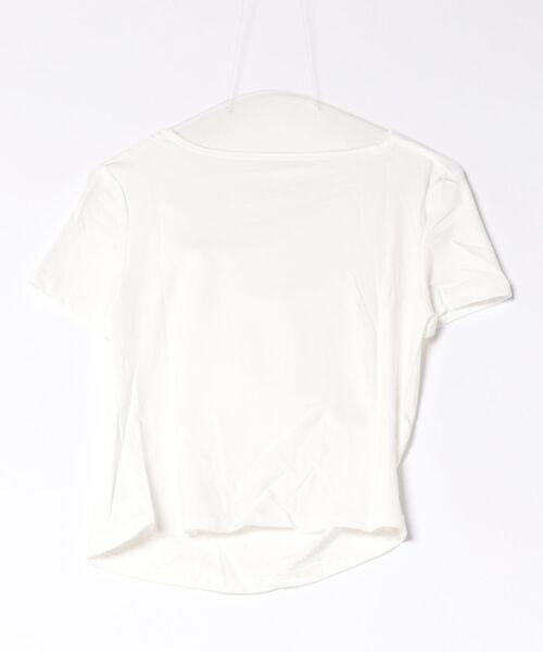 Coo+i(クーイ)の「ドレープネック タイト シルエット 半袖カットソー(Tシャツ/カットソー・レディース・ブルー/ホワイト/ブラック・FREE)」の4枚目の写真