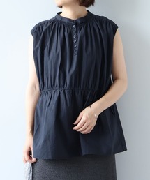 【M/L】ギャザーノースリーブブラウス