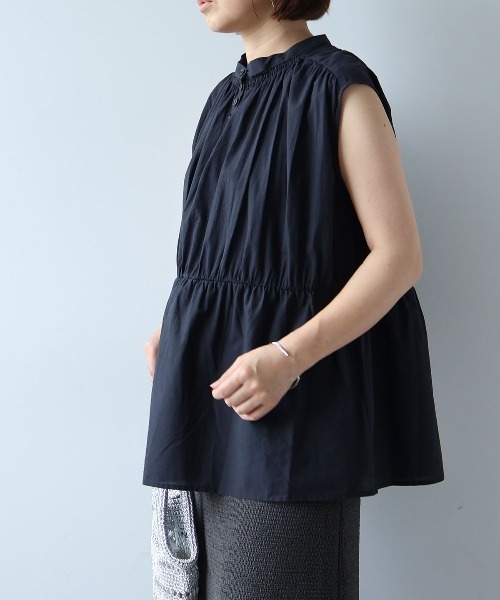 leswel(レスウェル)の「【M/L】ギャザーノースリーブブラウス(シャツ/ブラウス・レディース・オレンジ/オフホワイト/ブラック・M/L)」の8枚目の写真