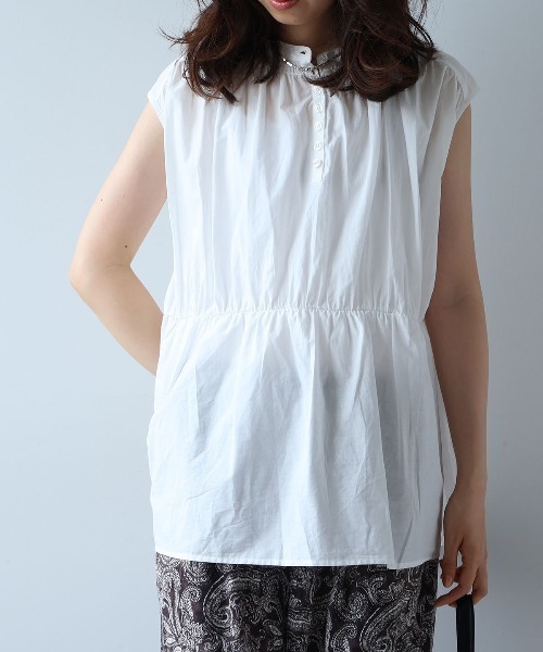 leswel(レスウェル)の「【M/L】ギャザーノースリーブブラウス(シャツ/ブラウス・レディース・オレンジ/オフホワイト/ブラック・M/L)」の13枚目の写真