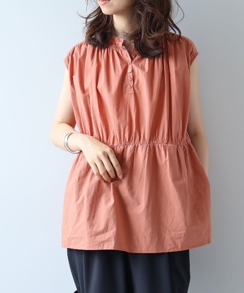 leswel(レスウェル)の「【M/L】ギャザーノースリーブブラウス(シャツ/ブラウス・レディース・オレンジ/オフホワイト/ブラック・M/L)」の17枚目の写真